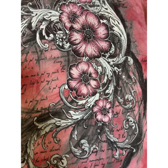 Early 2000’s Y2K Crimson Tie-Dye Long Sleeve With Floral Art Grunge Size L - Picture 6 of 12